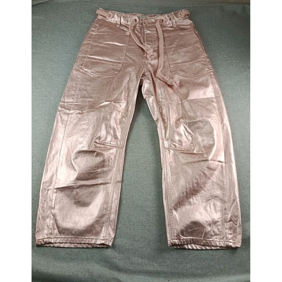 We The Free Denim - We The Free People Moxie Bubblegum Pink Metallic Barrel Jeans Womens 30